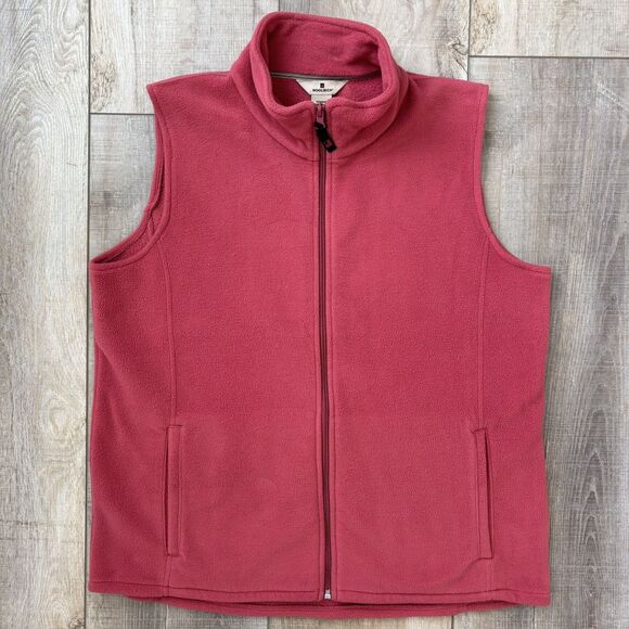 Woolrich Womens Fleece Vest Size L Soft Ruby Coral Full Zip Cozy Warm Classic - Picture 3 of 12